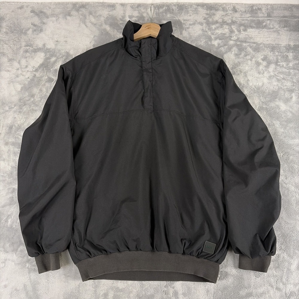 Hugo Boss Golf Quarter Zip Pull Over Windbreaker Jacket Black Men's Large